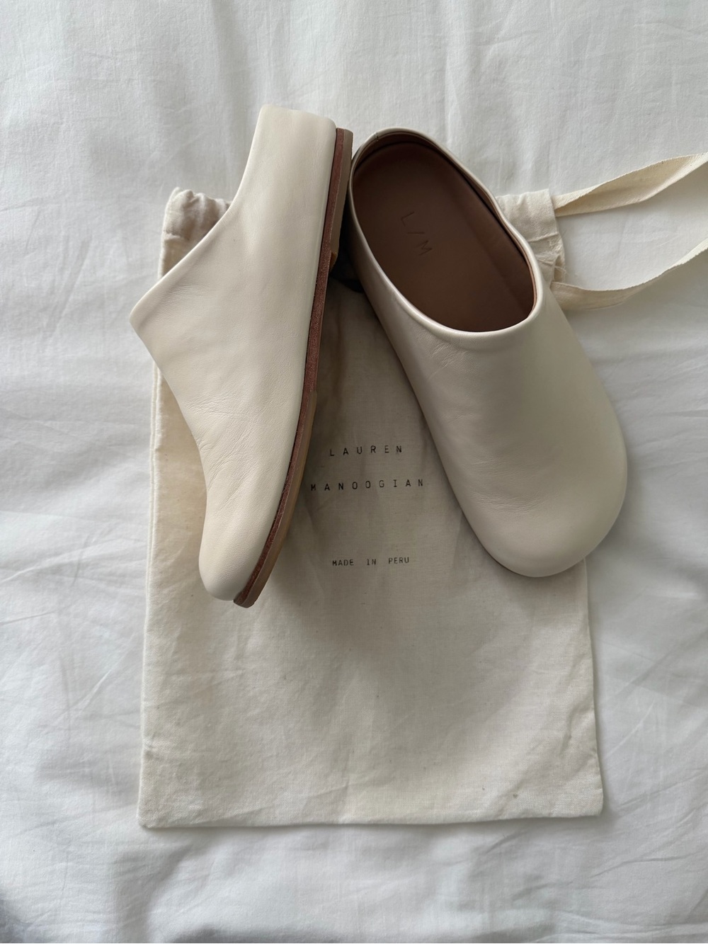 Lauren Manoogian Cream Leather Mono Mule
